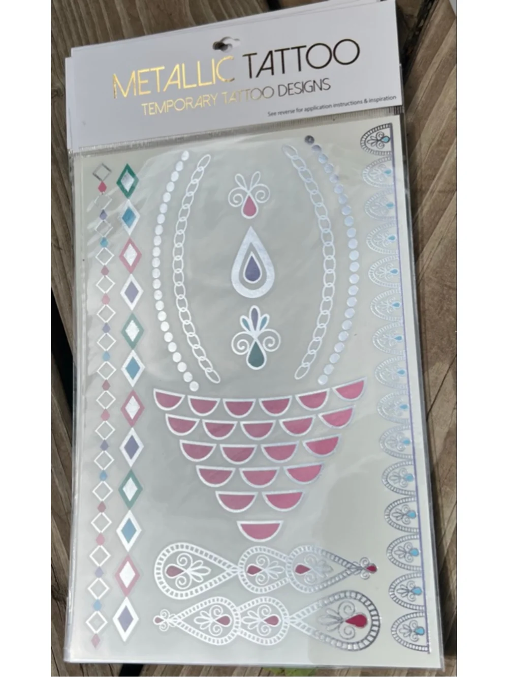 Temporary Metallic Tattoo Designs Gold Silver lot of 8 sheets